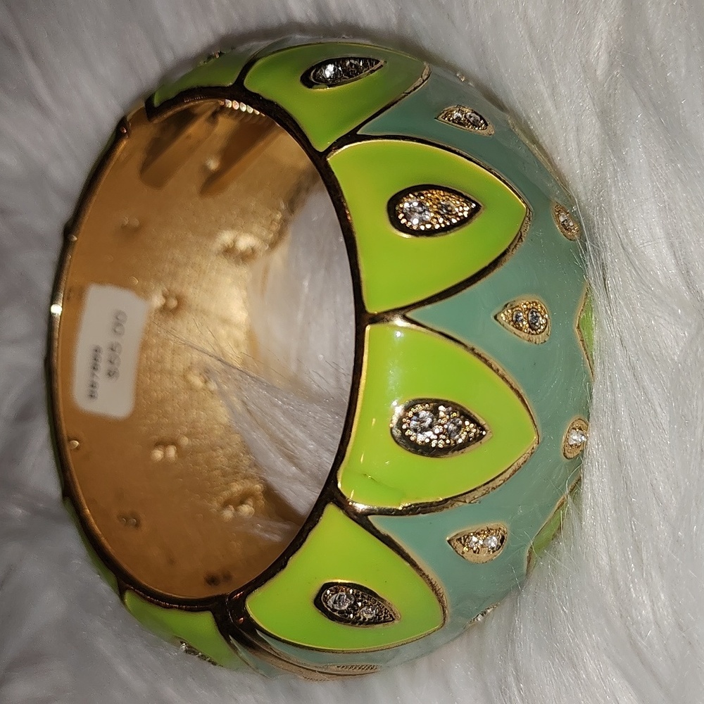 New Green and Turquoise Bangle with Rhinestones, NWOT